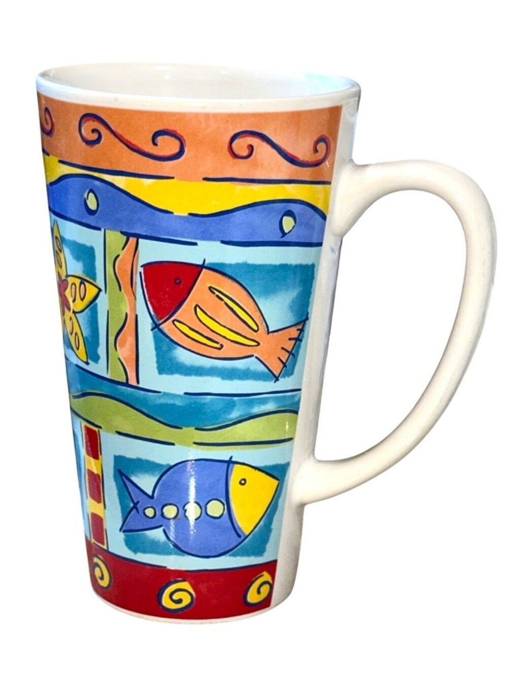 Calypso Riviera Van Beers Signature Colorful Fish Stoneware Coffee Mug Decor